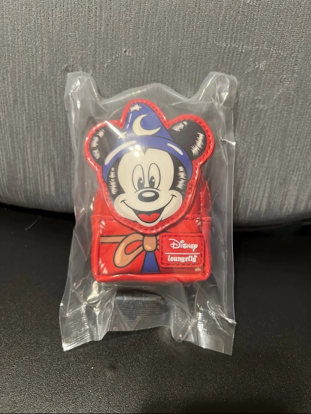 Loungefly Disney Sorcerer Mickey Red Bag Charm Keychain, BRAND NEW IN BOX